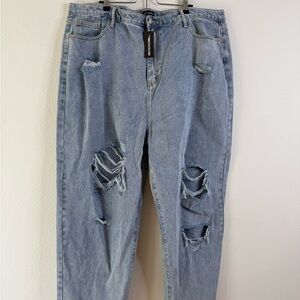 PrettyLittleThing Distressed Light Blue Boyfriend Jeans